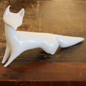 Authentic MCM Royal Dux White Porcelain Fox designed by Jaroslav Jezek